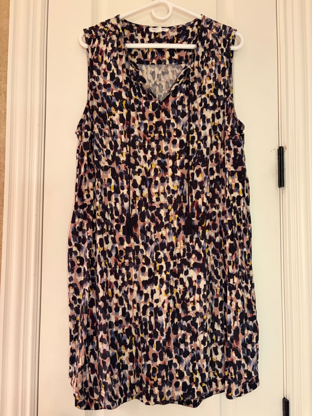 beachlunchlounge Leopard Print Tassel Tie Dress Size 1X